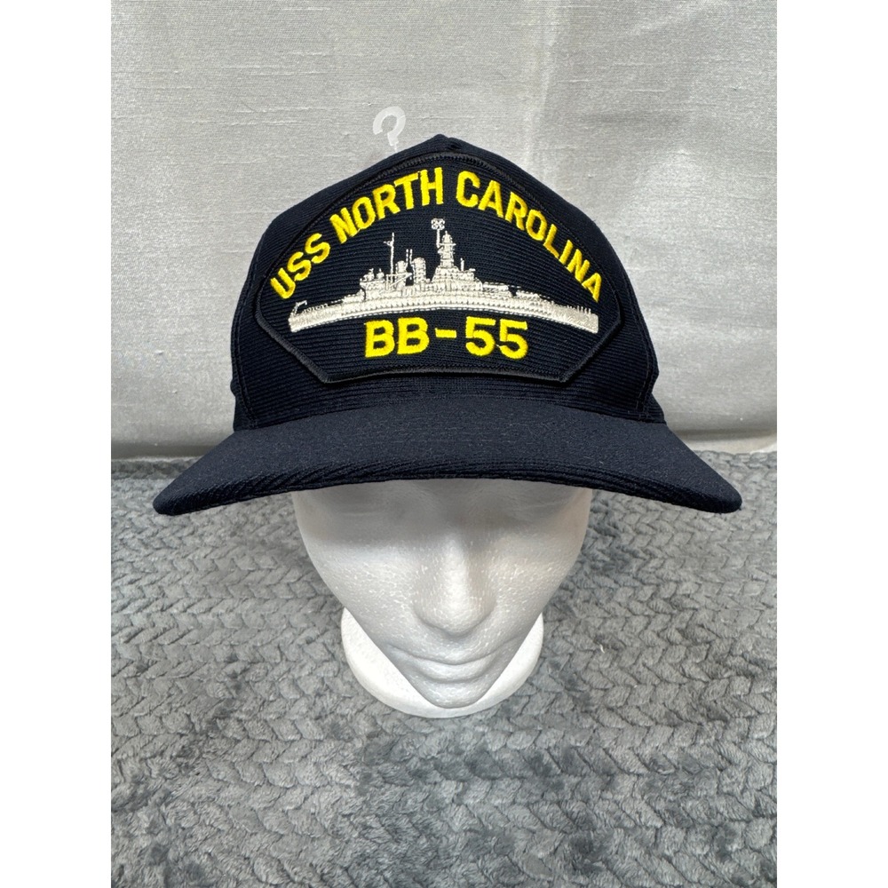 Eagle Crest USS North Carolina BB-55 Snapback Hat Navy Blue Made in USA NWT